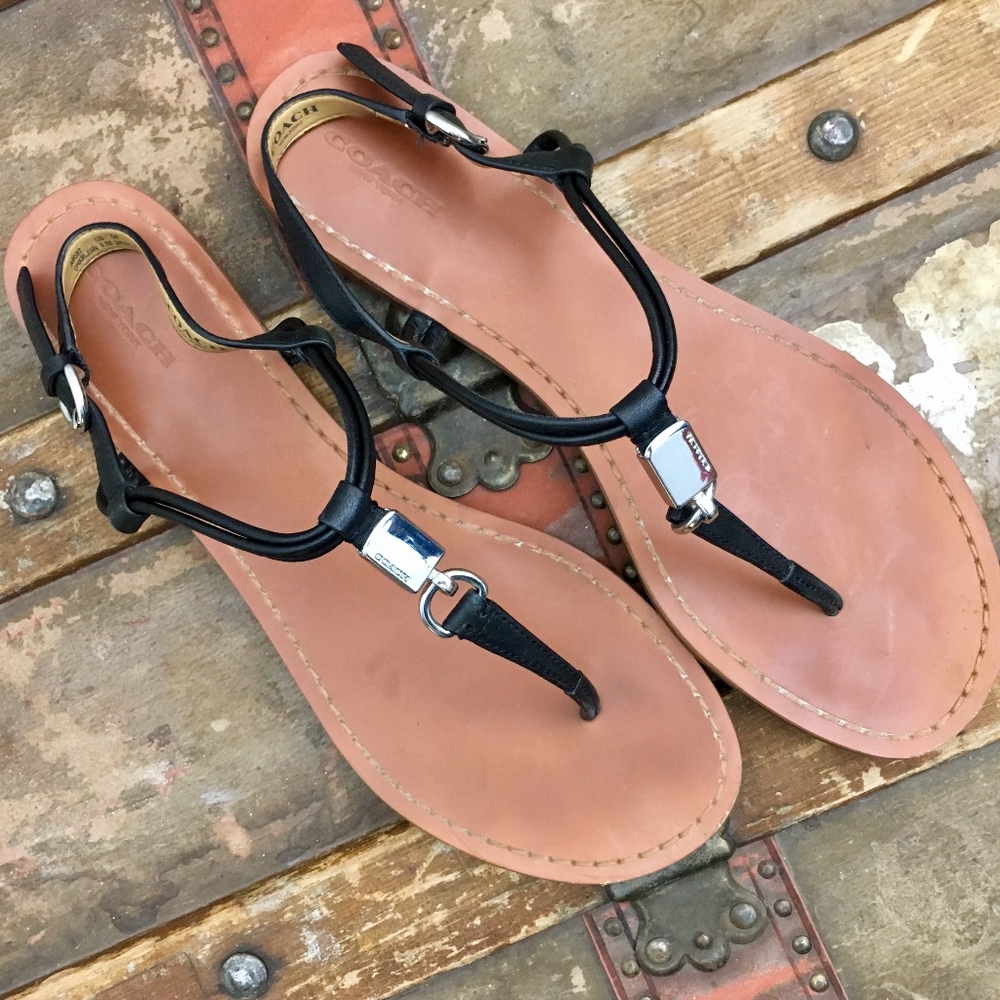 Coach 'Charleen' Leather Thong Slingback Sandals